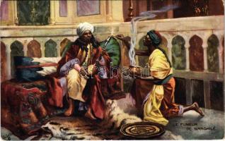 Le fumeur de Narghile / The Narghileh Smoker. Raphael Tuck & Sons' "Oilette" Postcard 7500. Wide-Wide-World Series "Life in India" (EK)