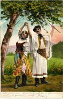 1904 Magyar folklór művészlap / Hungarian folklore art postcard (kopott sarkak / worn corners)