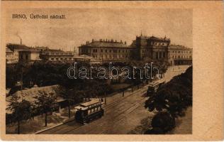 Brno, Brünn; Ústrední nádrazí / railway station, trams
