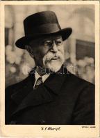 1937 Tomás Garrigue Masaryk csehszlovák elnök gyászlapja / Obituary postcard of Tomás Masaryk Czechoslovakian president + So. Stpl. (EB)