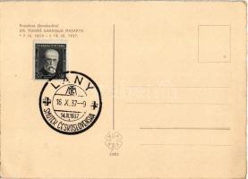 1937 Tomás Garrigue Masaryk csehszlovák elnök gyászlapja / Obituary postcard of Tomás Masaryk Czecho...