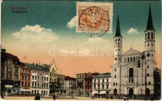 Bydgoszcz, Bromberg; square, church, shops (EK)