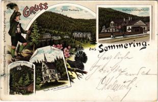 1899 (Vorläufer) Semmering, Hotel Panhans, Gasthaus Erzherzog Johann, Silbererz-Villa, Kapelle auf dem Semmering / hotel, inn, villa, chapel (EB)