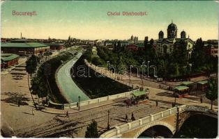 1909 Bucharest, Bukarest, Bucuresti, Bucuresci; Cheiul Dambovitei / bridge, horse-drawn tram (EB)