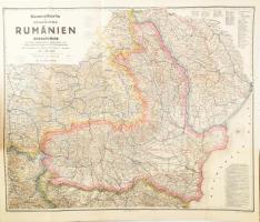 Generalkarte des Königreiches Rumänien mit Bessarabien und den bulgarischen, serbischen u. österreichisch-ungarischen Grenzgebieten 1:864.000. Dr. K. Peucker. 1916. Artaria. Papírborítóval 95x74 cm