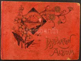 Kb. 200 db RÉGI képeslap 1899-től 1945-ig nagy szecessziós albumban: motívumok kevés várossal, üdvöz...