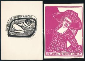 Perei Zoltán (1913-1992): 7 db ex libris. Fametszet, papír, jelzettek, 5x8 cm és 13x18,5 cm között