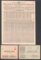 cca 1920-1930 Vegyes sorsjátékkal kapcsolatos tétel, közte Szücs Pál Bankház papírok, prospektusok é...