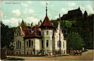 1912 Segesvár, Schässburg, Sighisoara; Villa. H. Zeidner (gyűrődések / creases) + "BRASSÓ-BUDAPEST E 40 E" vasúti mozgóposta