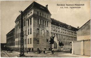 1915 Szatmárnémeti, Satu Mare; Kir. katolikus főgimnázium. Weisz Zoltán kiadása / school (EB)