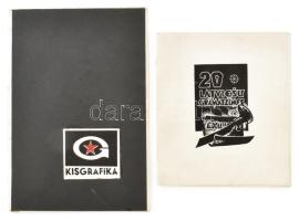 2 db ex libris mappa: 20 Latviesu gramatzimes. Riga, 1963, Latvijas valsts izdevnieciba, 4 sztl. lev. + 20 t. Kiadói mappában, 15x13 cm. + Kisgrafika. A budapesti "Nemzetközi Kisgrafika és Exlibris Kiállítás" alkalmából tartott nemzetközi gyűjtőtalálkozó ajándék-mappája. (Bp., 1970, Kisgrafika Barátok Köre), 20 t. Kiadói mappában, 20x14 cm. Számozott (34./350) példány.