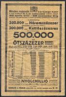 1935 Vegyes Gorzó Bankház sorsjátékkal kapcsolatos prospektus, papír, és boríték, összesen 8 db
