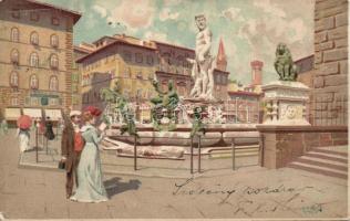 Firenze Fountain of Neptune litho s: A.Zardo (EB)