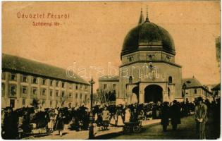 1907 Pécs, Széchenyi tér, piac a dzsámi előtt. W.L. 1520. (EK)