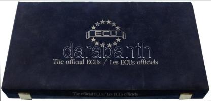 "The official ECUs / Les ECUs officiels" bársonyborítású érmetartó kazetta, 18db, 50x50mm méretű férőhellyel, használt állapotban