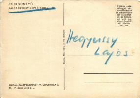 Csíksomlyó, Sumuleu Ciuc; KALOT Székely Népfőiskola. Tervezte Kós Károly, Klösz Gy. és fia / Secuii ...