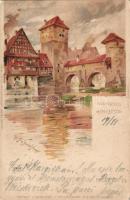 Nürnberg Hangmans Bridge litho s: P.Schmohl (Rb)