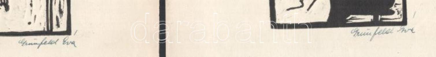 Gera Éva (1923-1996): 11 db linómetszet. 6 db jelzett. Lapméret 25x17 cm