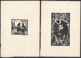 Gera Éva (1923-1996): 11 db linómetszet. 6 db jelzett. Lapméret 25x17 cm