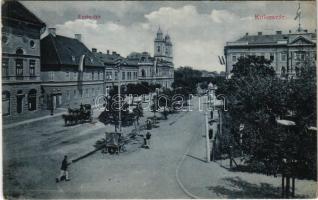 Kolozsvár, Cluj; Emke tér, magyar zászlók / square, Hungarian flags (Rb)