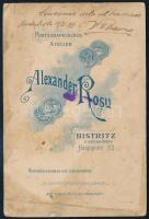 1897 Doktor úr dedikált fotója, keményhátú kabinetfotó Alexander Rosu besztercei (Bistritz / Bistrit...