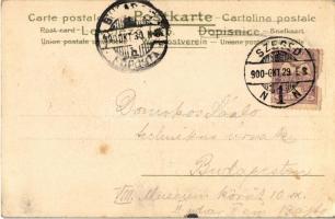 1900 Rosenmund und Kinderblick, Flüstern leis ich bringe Glück! / Children art postcard, girl with r...