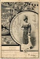 1901 Morcaschani. La belle Creole / Lady art postcard. Art Nouveau, floral (EK)