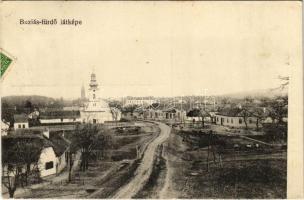 1918 Buziás-fürdő, Baile Buzias; Fő út és templom. Heksch Manó kiadása / main street and church