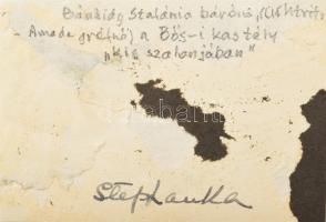cca 1920 gróf Üchtritz Amédé felesége báró Bánhidy Stefánia írónő a bősi kastélyban 10x7 cm Hátul sé...