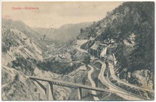 1910 Gyalár, Ghelari; Retyisórai völgyhíd, iparvasút, bányavasút végállomása. Adler fényirda / Retisoara valley, mine, industrial railway (apró lyukak / tiny pinholes)