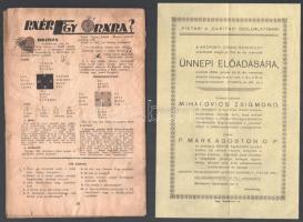 cca 1933-1960 Vegyes mozi tétel, 7 db, 3 db jegy, 3 db prospektus, Halló I. évf. 5. sz