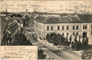 1900 Nagyvárad, Oradea; Honvéd laktanya a Fő utcával. Sonnenfeld Adolf kiadása / military barracks, main street (Rb)