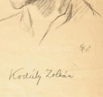 CK 1928 jelzéssel: Kodály Zoltán (1882-1967) zeneszerző, zenetudós, népzenekutató portréja. Ceruza, ...