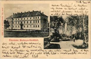 1902 Stubnyafürdő, Túróchévíz, Stubnianske Teplice, Turcianske Teplice; Fürdőház, szökőkút. Kohn Ede kiadása / spa, bath, fountain (EK)