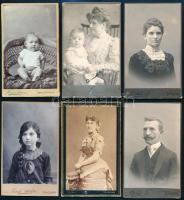 cca 1880-1900 Portrék, 9 db keményhátú fotó temesvári műtermekből, 10,5×6,5 cm