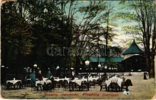 1912 Pozsony, Pressburg, Bratislava; Vaskutacska vendéglő, étterem / Eisenbrünnel (Eisenbründl) / Zelezná Studienka / spa restaurant (kopott sarkak / worn corners)