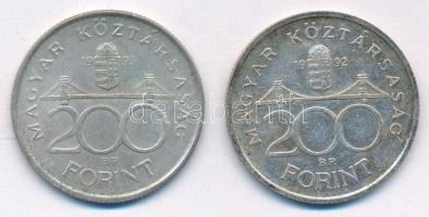 1992-1993. 200Ft Ag "MNB" (2xklf) T:XF patina Adamo F13