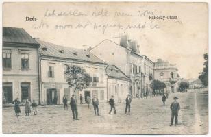 1906 Dés, Dej; Rákóczy utca, Berkovits Károly és Frank J. Mózes üzlete, zsidó üzlet / street, shops (with a Jewish shop) (EK)