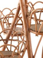 Fonott virágtartó, kaspó 5 részes. Rattan és fa. 98 cm