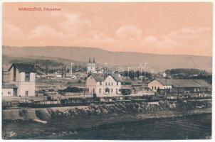 1917 Maroshévíz, Oláhtoplica, Toplita, Toplica; pályaudvar, vasútállomás, vonatok / railway station, trains + "M. kir. 37. honvéd tábori tarackos ezred I. lövőszeres oszlop" (ek)