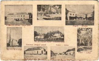 1940 Bonchida, Bontida; Állami iskola, Méntelep, Árpádkori és római katolikus templom, utca, Hangya szövetkezet üzlete és saját kiadása / school, stud farm, churches, street, cooperative shop (kopott él / worn edge)