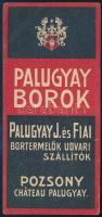 cca 1910 Palugyay Borok Pozsony számolócédula, hajtásnyommal