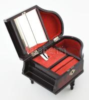 Japán zongora alakú lakkozott fa zeneszerkezet. Nem működik, kis kopással, 25x15x14 cm