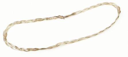Ezüst(Ag) fonott nyaklánc, jelzett, h: 42 cm, nettó: 10,8 g