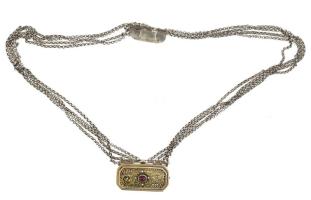 Ezüst(Ag) nyakék, jelzett, h: 35 cm, bruttó: 75,7 g