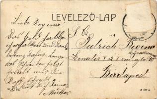 1913 Lippa, Lipova; Búza tér a román templommal, Takarékpénztár részvénytársaság. W.L. Bp. / square ...