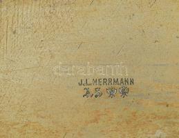 J. L. Hermann szecessziós alpakka kínáló tál. Jelzett, 34x21 cm