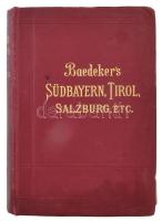 Baedeker, Karl (1801-1859): Südbayern, Tirol, und Salzburg. Ober- und Nieder-Österreich, Steiermark, Kärnten und Krain. Handbuch für Reisende von - - . Leipzig, 1900, Karl Baedeker. Kihajtható panorámaképekkel, színes térképekkel. Német nyelven. Kiadói aranyozott egészvászon-kötés, festett lapélekkel, ázásnyomokkal, néhány térképen szakadással.