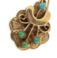 Arany (Au) 14 K fülbevalópár türkizzel, jelzett, h: 2,8 cm, bruttó: 6,06 g