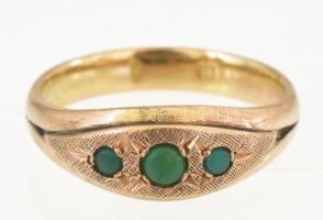 Arany (Au) 14 K gyűrű türkizzel, jelzett, méret: 52, bruttó: 3,32 g